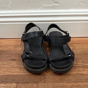 Black Women's Faux Leather Sandals